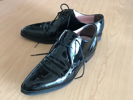Everlane patent leather with pink kid lining